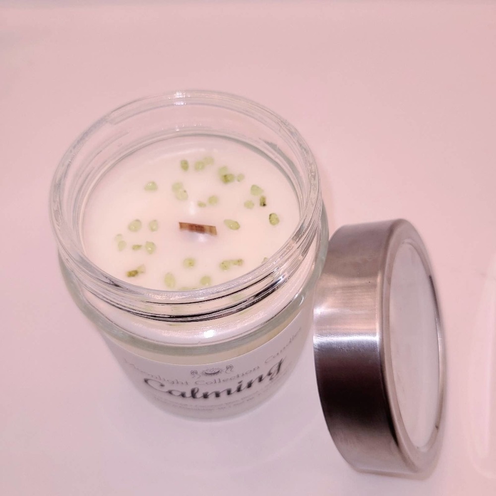 Homemade Calming Crystal Candle 9oz Peridot